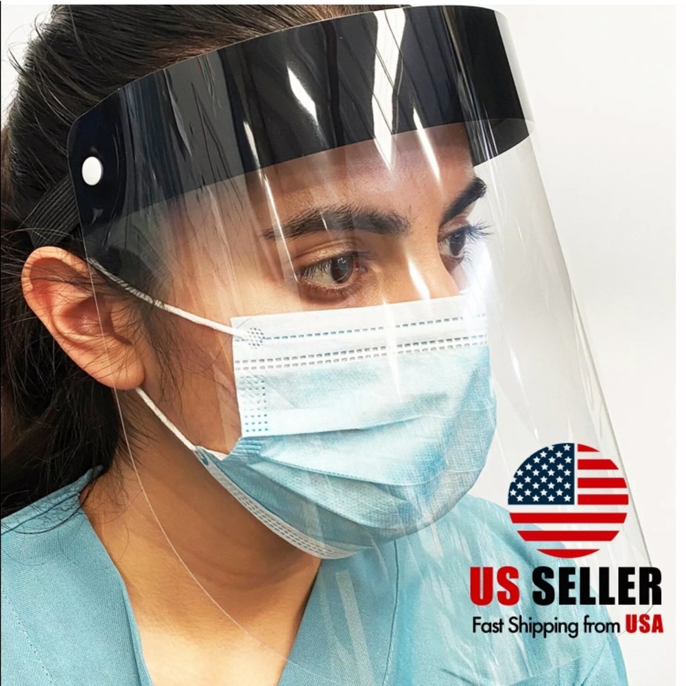 2 Full face shields per pkg Black